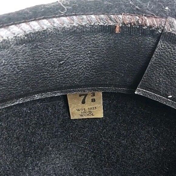 Vintage 1970 Perry Co. Sequi-Centennial  1820-1970 Black Wool Felt Hat - 7 3/8 - Picture 4 of 8